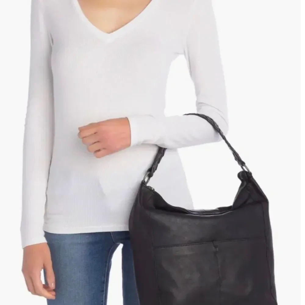 Lucky Brand Vala Leather Black Hobo Bag